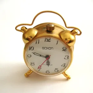 Saxon 17 jewels miniature manual brass clock - Image 2