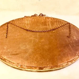 Antique vintage oval mirror with original hanging chain - Image 2