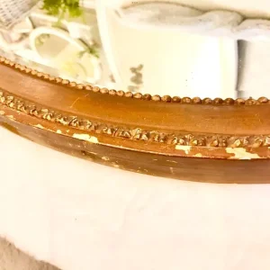 Antique vintage oval mirror with original hanging chain - Image 4