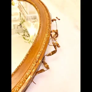 Antique vintage oval mirror with original hanging chain - Image 7