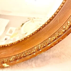 Antique vintage oval mirror with original hanging chain - Image 8