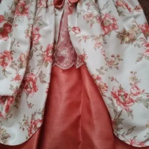 Girls handmade flower girl dress with floral headband, shoes and basket - Image 4