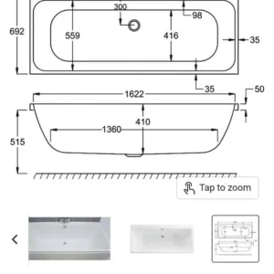 Carron Profile 1700x700mm Double Ended Bath with Side Panel - Image 2