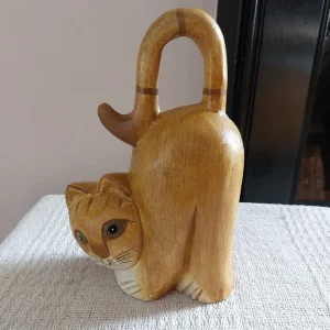 Carved Solid Wood Cat Sculpture - Image 7