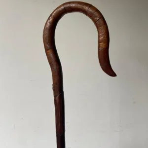 Antique Wooden Shepherd’s Crook Walking Stick - Image 3
