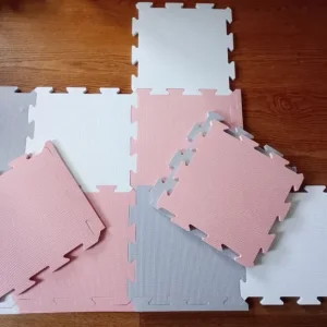 Foam Tile Playmat - Pink/Grey/White