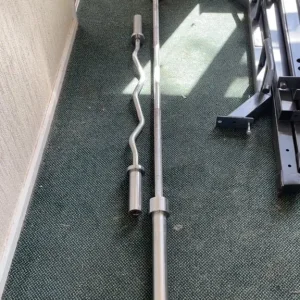 7ft Olympic bar, ez bar, 100kg plates, Mirafit bench - Image 2