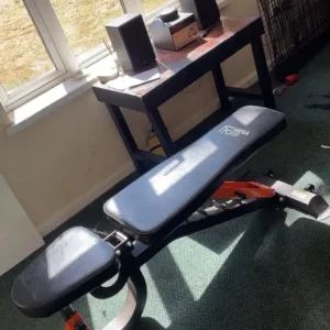 7ft Olympic bar, ez bar, 100kg plates, Mirafit bench - Image 4