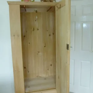 REAL ANTIQUE PINE SINGLE WARDROBE - Image 2
