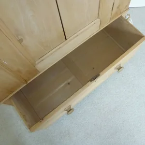 REAL ANTIQUE PINE SINGLE WARDROBE - Image 3