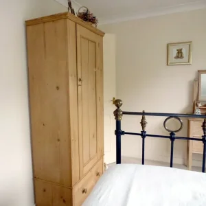 REAL ANTIQUE PINE SINGLE WARDROBE - Image 4