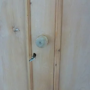 REAL ANTIQUE PINE SINGLE WARDROBE - Image 8