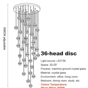 36 Crystal Ball Pendant Chandelier - Image 4