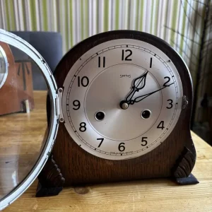 Vintage Smiths Oak Cased Westminster Chiming Mantel Clock With Smiths Key - Image 5