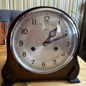 Vintage Smiths Oak Cased Westminster Chiming Mantel Clock With Smiths Key - Image 8