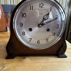 Vintage Smiths Oak Cased Westminster Chiming Mantel Clock With Smiths Key