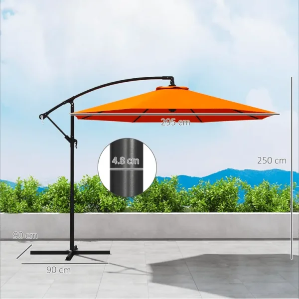 Outsunny 3m Garden Banana Parasol with Crank Handle