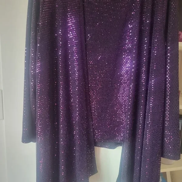 Womens purple sparkly jacket and top set