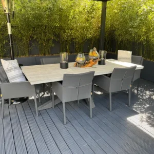 Life Timor Outdoor Dining Table 6 Seat – Grey Teak and Aluminium - Image 3
