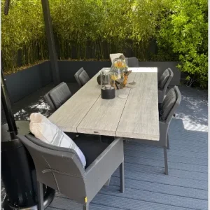 Life Timor Outdoor Dining Table 6 Seat – Grey Teak and Aluminium - Image 4
