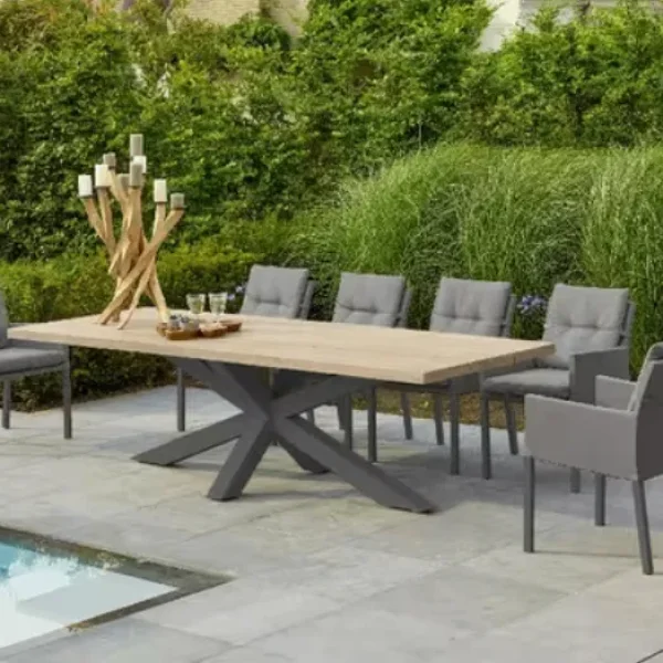 Life Timor Outdoor Dining Table 6 Seat – Grey Teak and Aluminium