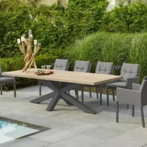 Life Timor Outdoor Dining Table 6 Seat – Grey Teak and Aluminium