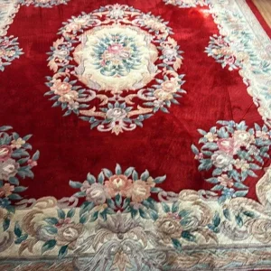 Lovely Large Chinese Wool Rug, Red & Cream, 10 x 8