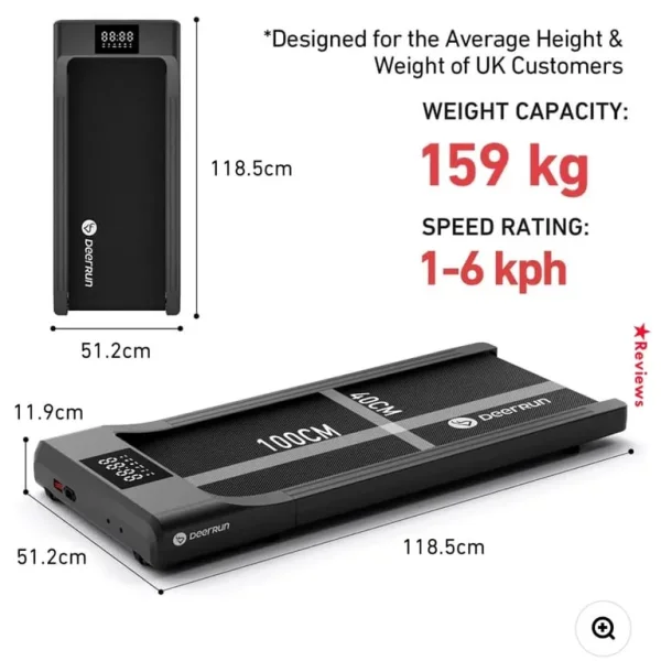 DeerRun Q1 Classic Pro Walking Pad Underdesk Treadmill Black