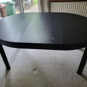 Ikea Black Round Bjursta Extending Table - Image 4
