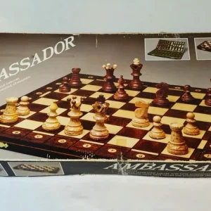 CHESS SET AMBASSADOR LUXURY WOOD CABINET BOXED SET - Image 2