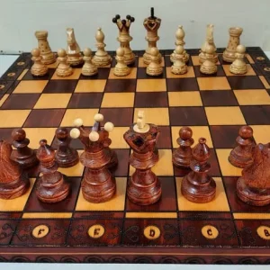 CHESS SET AMBASSADOR LUXURY WOOD CABINET BOXED SET