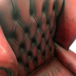 Chesterfield wing back chair ox blood colour - Image 2