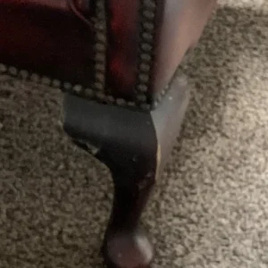 Chesterfield wing back chair ox blood colour - Image 4