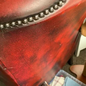 Chesterfield wing back chair ox blood colour - Image 6