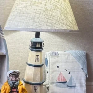 Nautical lighthouse lamp and boat duvet set