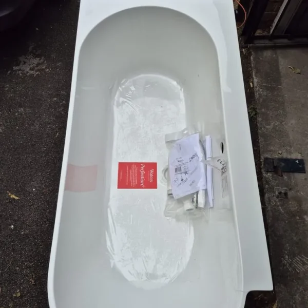Single Ended Shower Bath. Waters Ebb 1590mm x 750mm