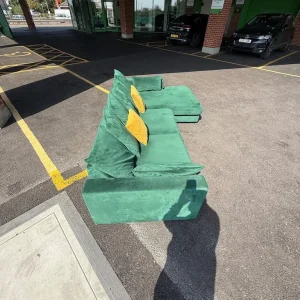 Green Velvet DFS L Shape Corner Sofa - Image 5