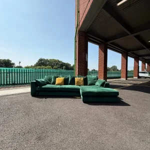 Green Velvet DFS L Shape Corner Sofa