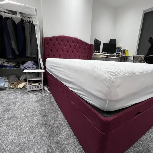 Double bed with mattress and ottoman storage