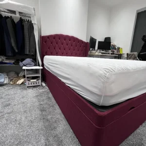 Double bed with mattress and ottoman storage