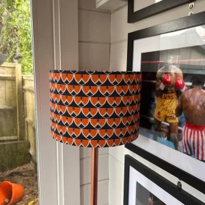 Rose Gold Floor Lamp with Blue and Orange Shade