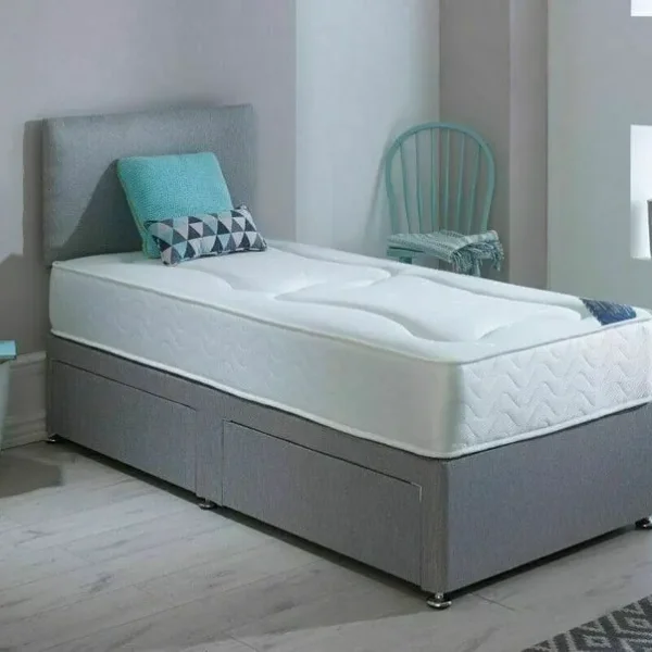 Single divan bed with mattress – ready to use, no assembly needed