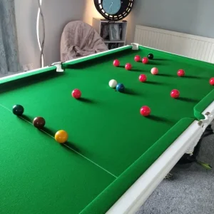 Custom Solid Oak Snooker Table with Matte White Sides - Image 8