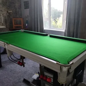 Custom Solid Oak Snooker Table with Matte White Sides