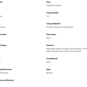 Cantilever Parasol, Blue Diamond Deluxe 3x3m - Image 7