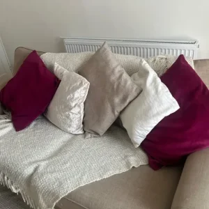 Comfy beige three-seater sofa - Image 4