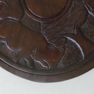 Wooden African Animal Carved Tray with 2-Sided Plaque - Image 7