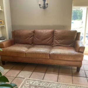 Sofology Tan Leather Sofa - Image 4