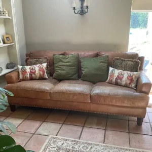 Sofology Tan Leather Sofa - Image 5