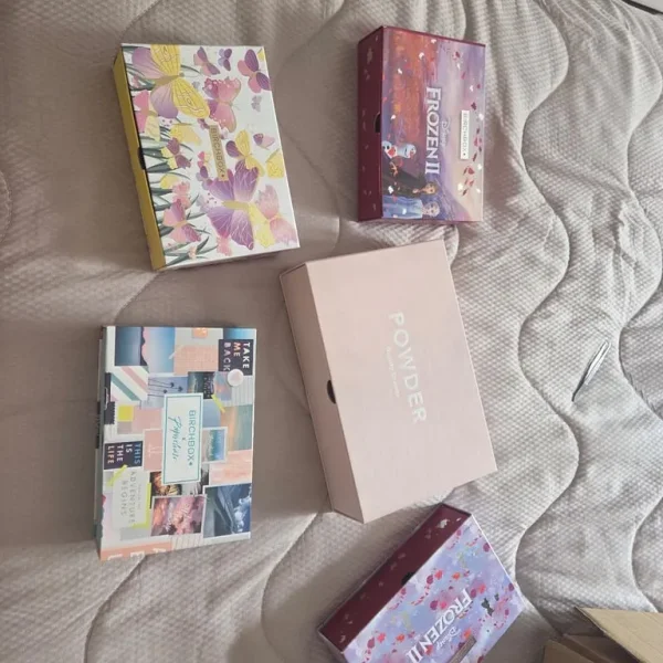 Empty toiletry boxes